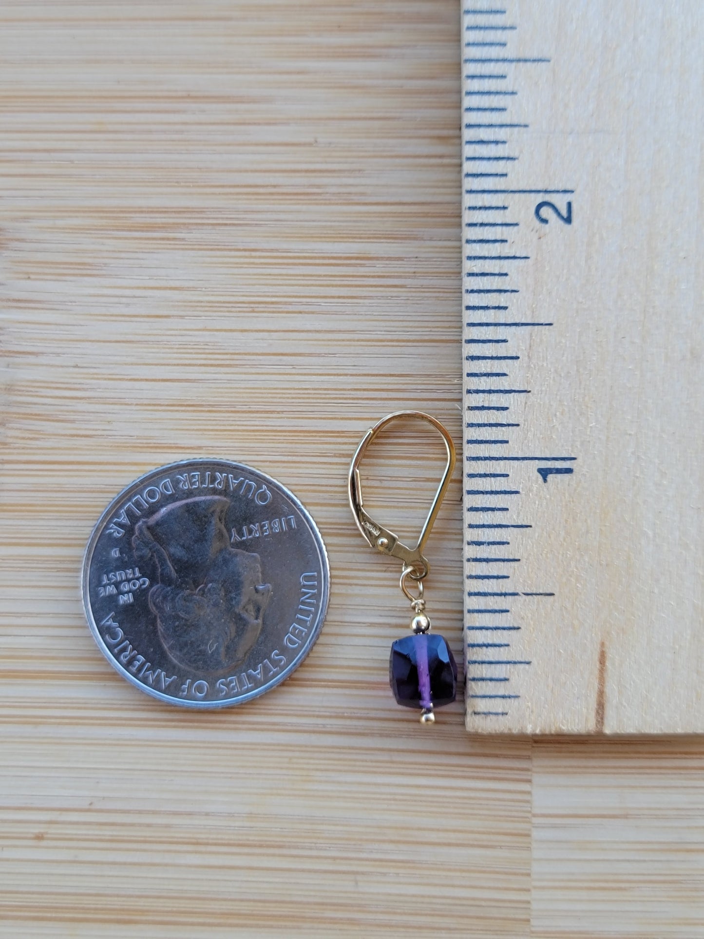 Amethyst Earrings Crystal Gemstone Drop Dangle Gold February Birthstone