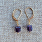 Amethyst Earrings Crystal Gemstone Drop Dangle Gold February Birthstone