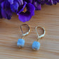 Blue Opal Earrings Gemstone Crystal Dangle Drop October Birthstone Gold