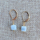 Blue Opal Earrings Gemstone Crystal Dangle Drop October Birthstone Gold