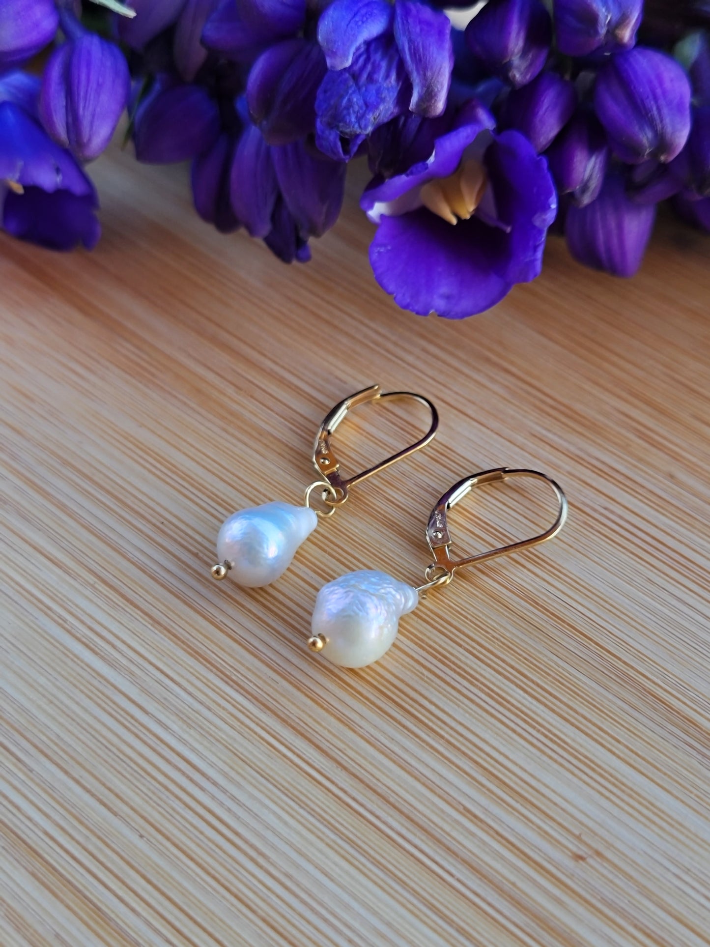 Baroque Pearl Earrings Drop Dangle Real Freshwater Pearl Wedding Bridal Jewelry June Birthstone