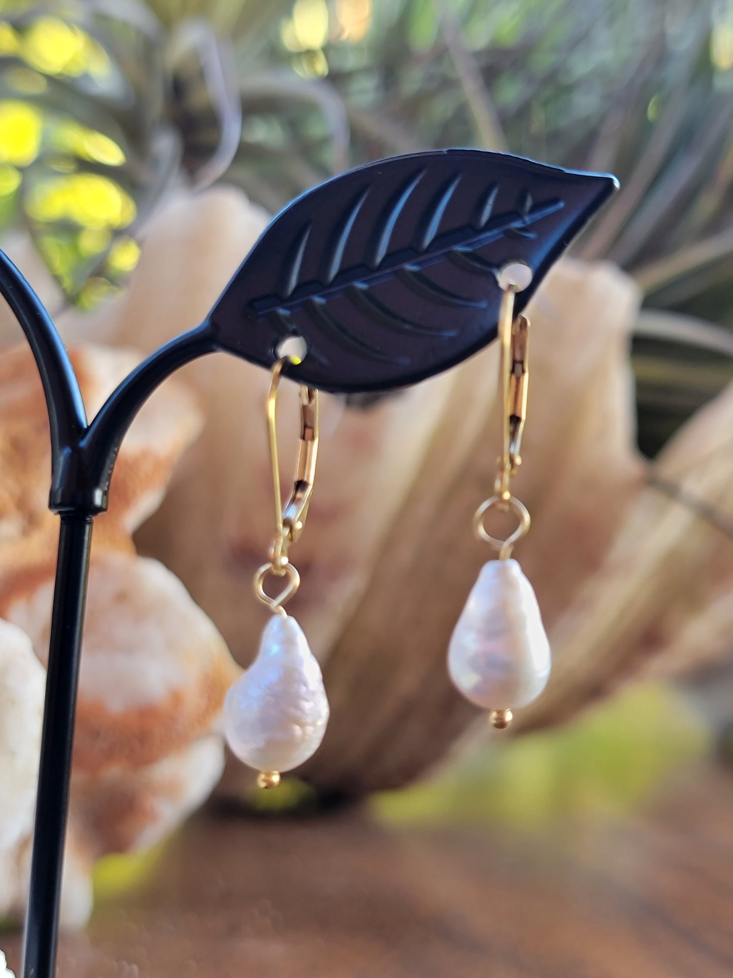 Baroque Pearl Earrings Drop Dangle Real Freshwater Pearl Wedding Bridal Jewelry June Birthstone