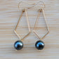 Tahitian Pearl Drop Earrings Gold Dangle Black South Sea Pearl June Birthstone