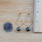 Tahitian Pearl Drop Earrings Gold Dangle Black South Sea Pearl June Birthstone