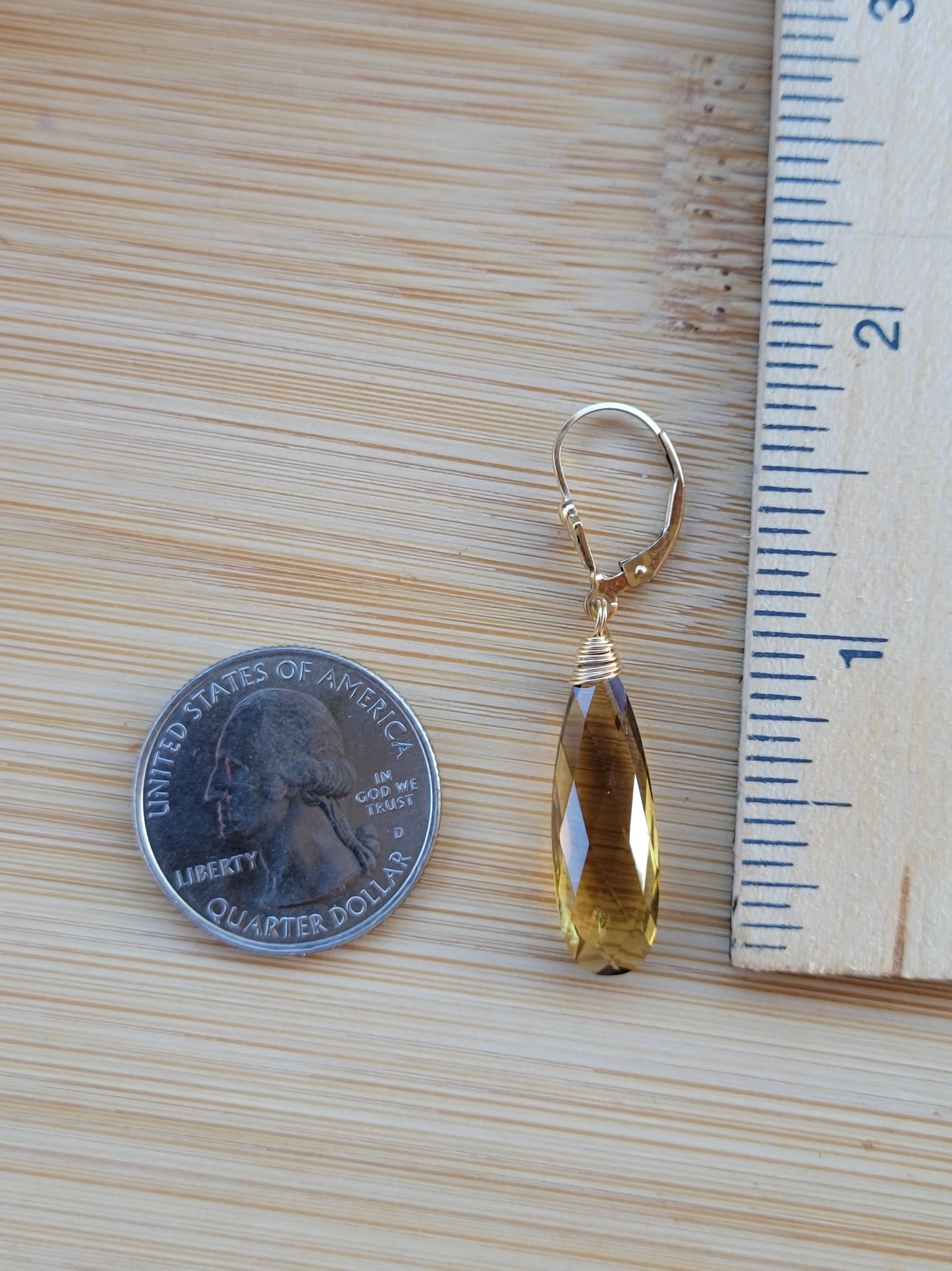 Smoky Quartz Drop Earrings Dangle Gold Long Gemstone brown Handmade Jewelry