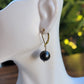 Tahitian Pearl Drop Earrings Gold Black South Sea Pearl Dangle June Birthstone