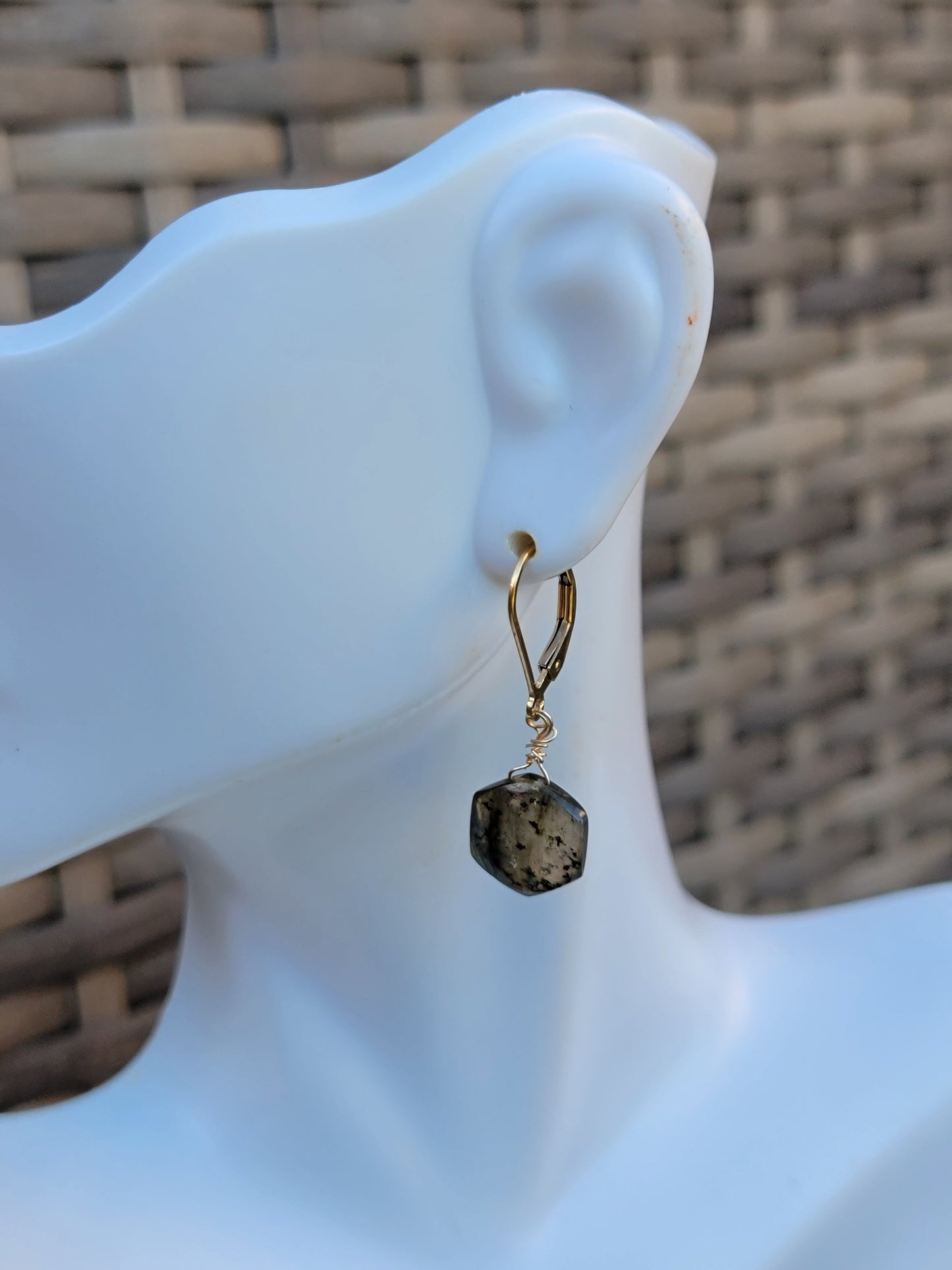 Labradorite Earrings Dangle Drop Real Gemstone Crystal Gold