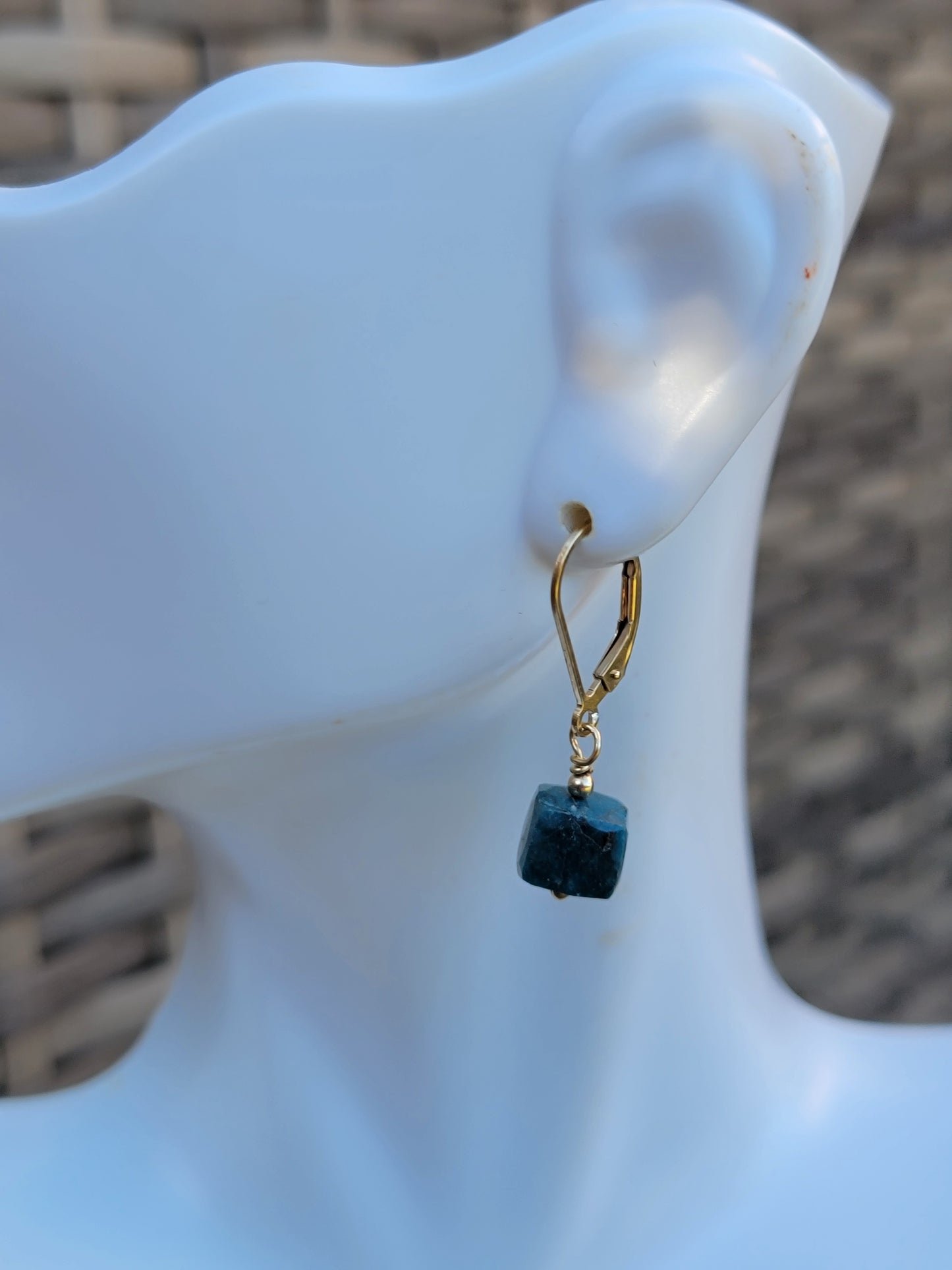 Chrysocolla Earrings Crystal Gemstone Drop Dangle Gold