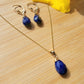 Jewelry Set Lapiz Lazuli Gemstone Crystal Earrings and Necklace set 14k gold filled genuine precious stones