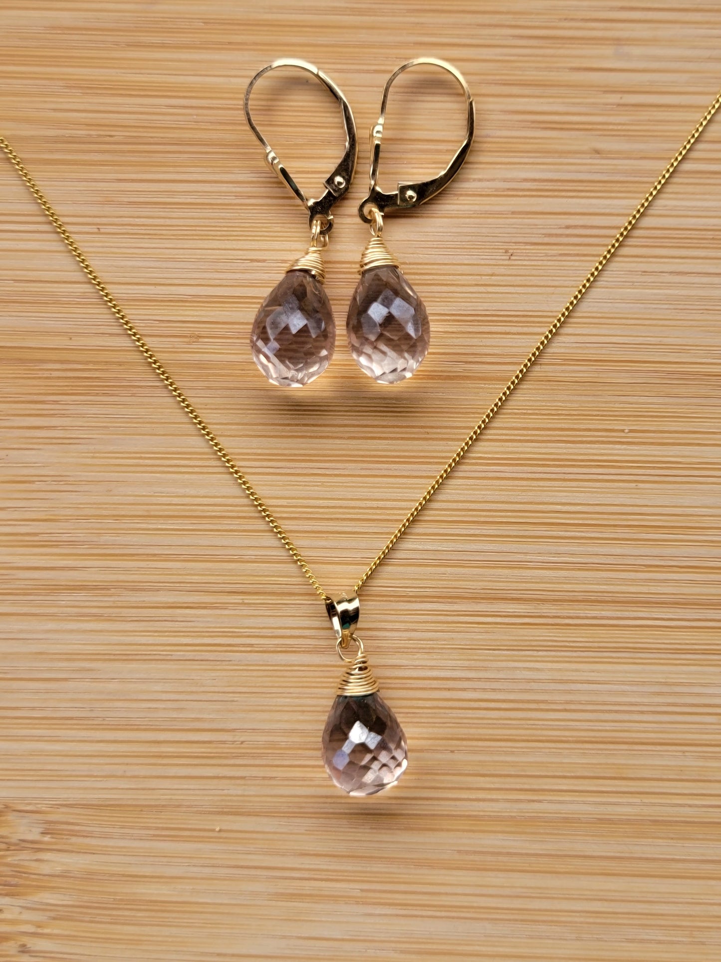 Jewelry Set Mystic Quartz Crystal  Gemstone Earrings and Necklace set 14k gold filled genuine precious stones