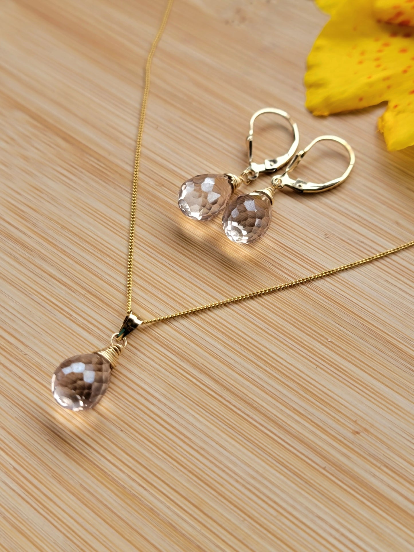 Jewelry Set Mystic Quartz Crystal  Gemstone Earrings and Necklace set 14k gold filled genuine precious stones