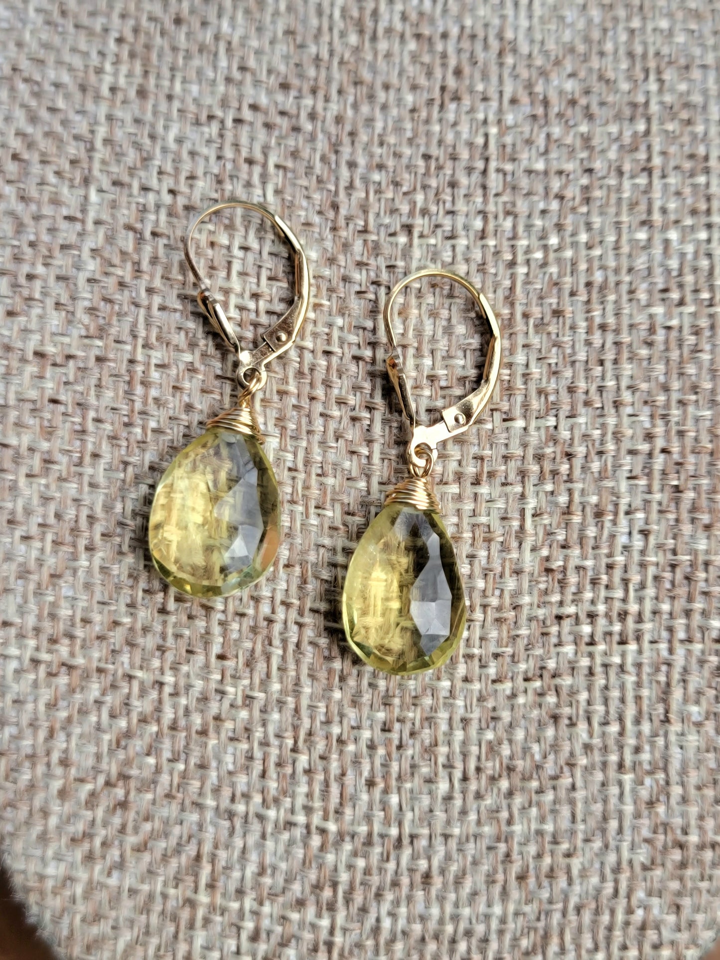 Jewelry Set Lemon Quartz Crystal Gemstone Earrings and Necklace set 14k gold filled genuine precious stones