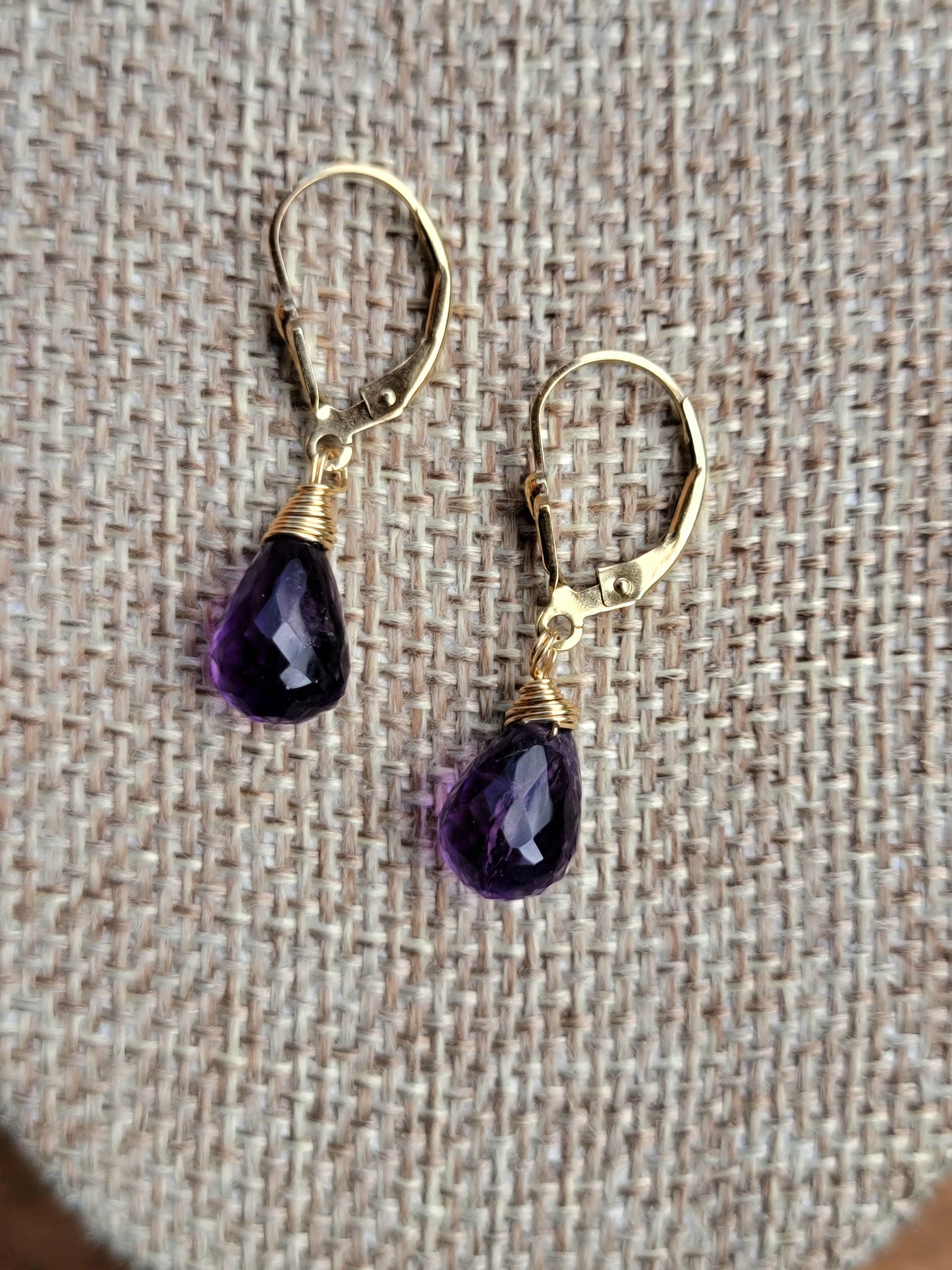 Jewelry Set Amethyst Crystal Gemstone Earrings and Necklace set 14k gold filled genuine precious February Birthstone