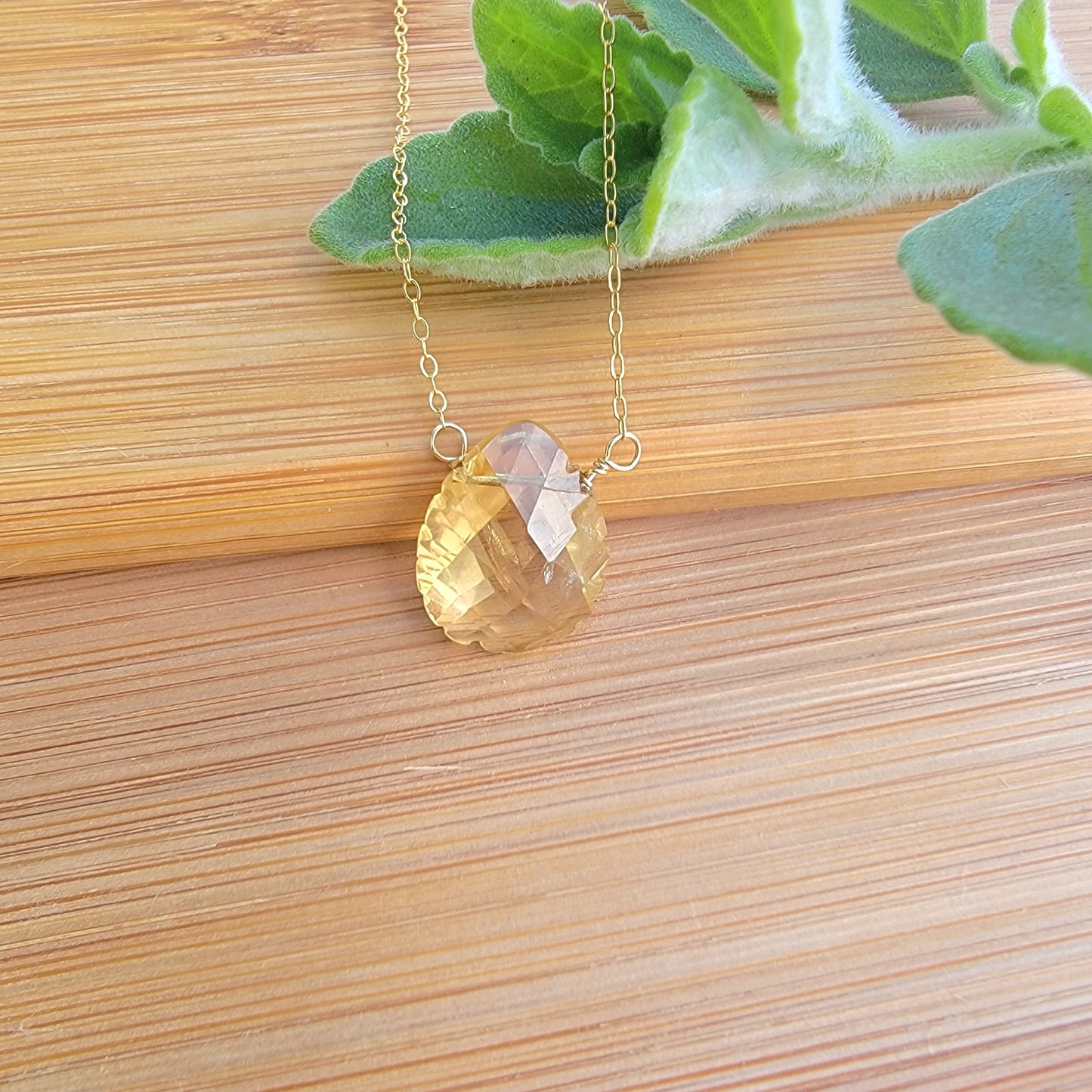 CITRINE Floating Necklace Quartz Crystal Gemstone November Birthstone Minimalist Jewelry Handmade