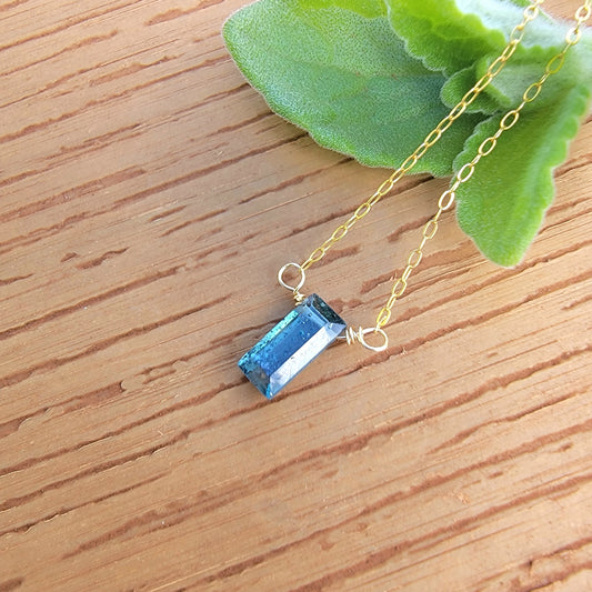 Kyanite Floating Necklace Crystal Gemstone 14K Gold Filled Minimalist Jewelry Handmade Simple