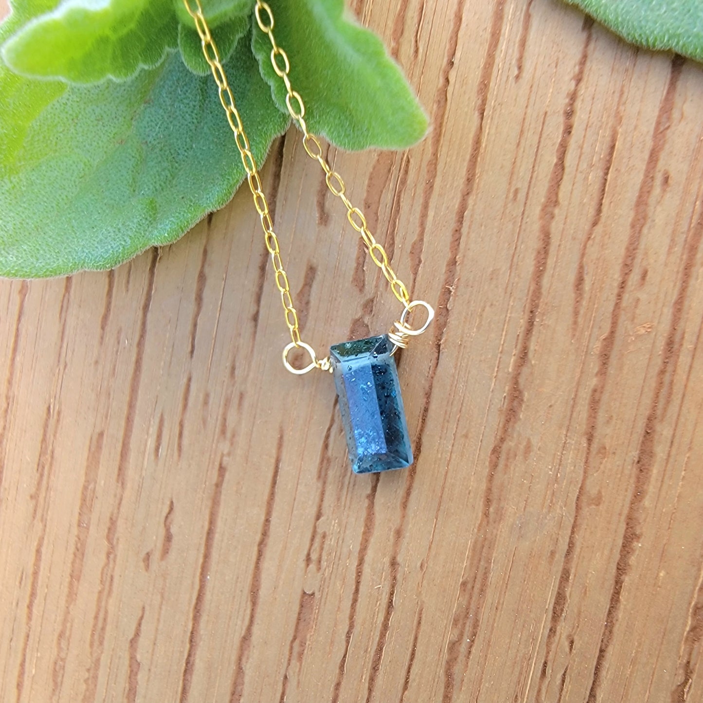 Kyanite Floating Necklace Crystal Gemstone 14K Gold Filled Minimalist Jewelry Handmade Simple