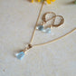 Jewelry Set Swiss Blue Topaz Crsytal Gemstone Earrings and Necklace December Birthstone