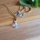 Jewelry Set Swiss Blue Topaz Crsytal Gemstone Earrings and Necklace December Birthstone