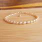 Peach pink pearl beaded anklet crystal gemstone ankle bracelet 14k gold filled 