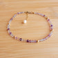 Flourite beaded anklet crystal gemstone ankle bracelet 14k gold filled