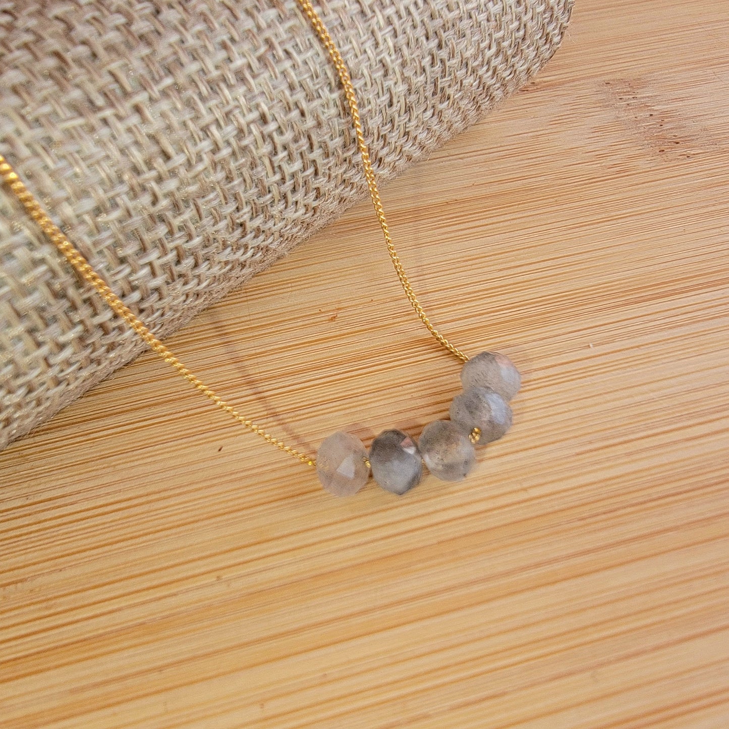 Labradorite Floating Necklace Crystal Gemstone 14K Gold Filled Minimalist Jewelry Handmade