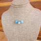 Larimar Floating Necklace 3 Stone Crystal Gemstone  Minimalist Jewelry Handmade Simple