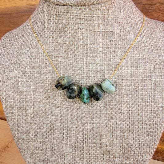 Turquoise Floating Necklace 5 Stone Crystal Gemstone Minimalist Jewelry December Birthstone