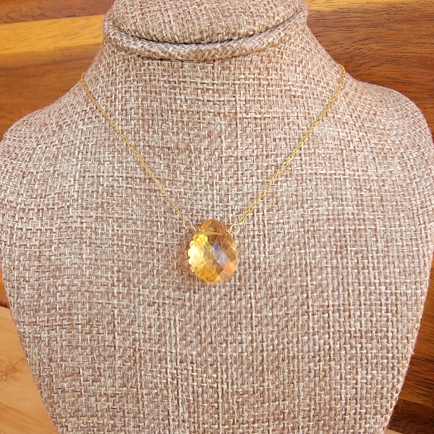 CITRINE Floating Necklace Quartz Crystal Gemstone November Birthstone Minimalist Jewelry Handmade