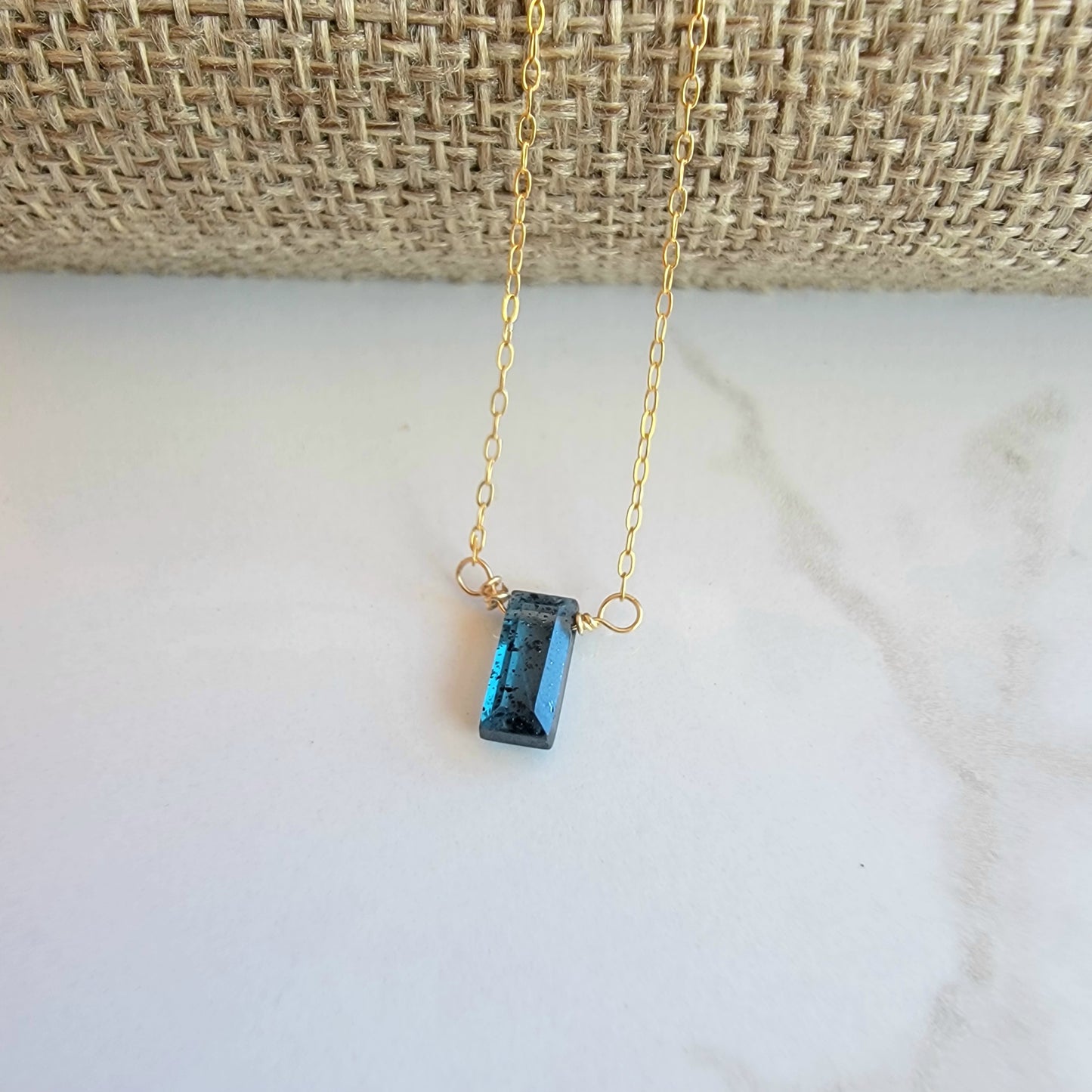 Kyanite Floating Necklace Crystal Gemstone 14K Gold Filled Minimalist Jewelry Handmade Simple