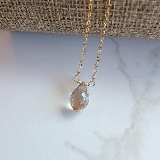 Floating Necklace Mystic Quartz  Crystal Gemstone 14K Gold Filled Minimalist Jewelry Handmade