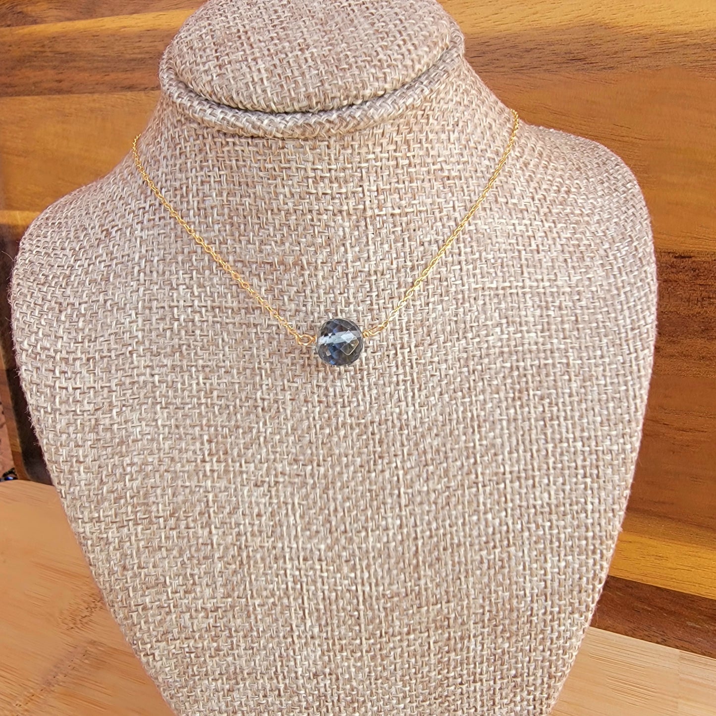 London Blue Topaz Floating Necklace December Birthstone Crystal Gemstone  Minimalist Jewelry Handmade