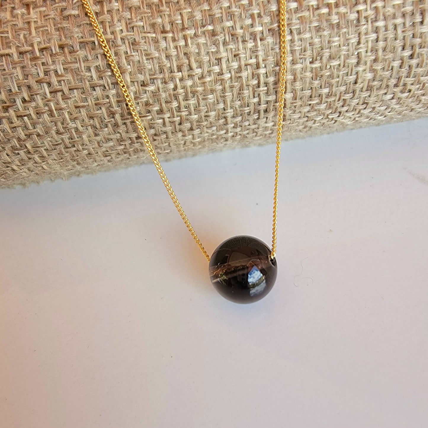 Smoky Quartz Floating Necklace Crystal Gemstone Minimalist Jewelry Handmade