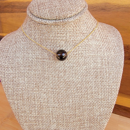 Smoky Quartz Floating Necklace Crystal Gemstone Minimalist Jewelry Handmade