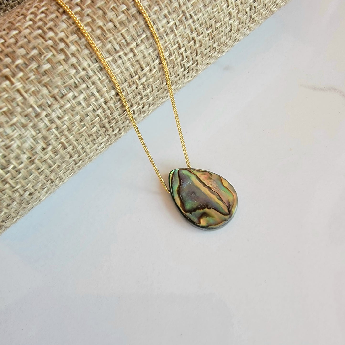 Floating Necklace Abalone Shell 14K Gold Filled Minimalist Jewelry Handmade