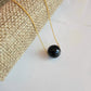 Black Onyx  Floating Necklace Crystal Gemstone 14K Gold Filled Minimalist Jewelry Handmade