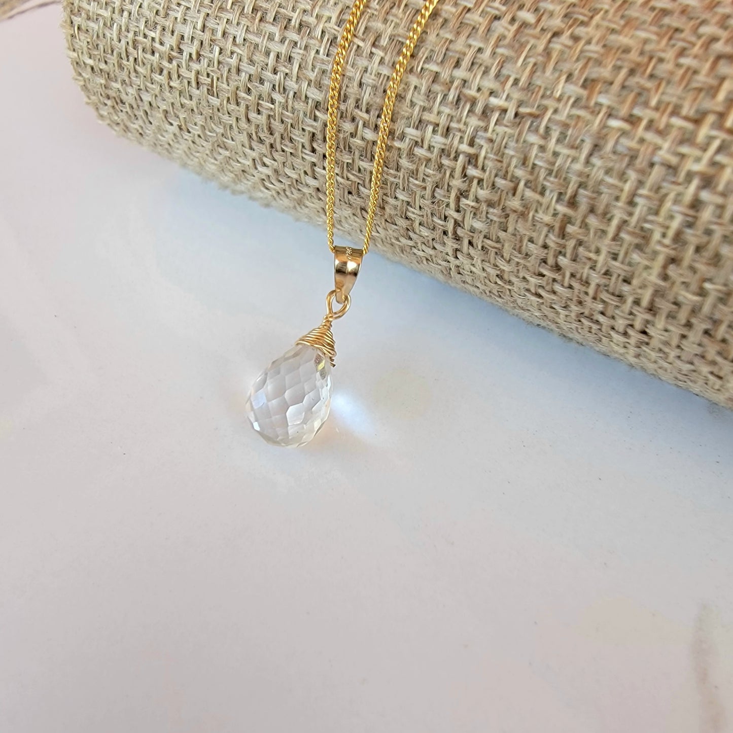 Rock Crystal Quartz Necklace Genuine Clear Quartz April Birthstone Handmade Drop Necklace