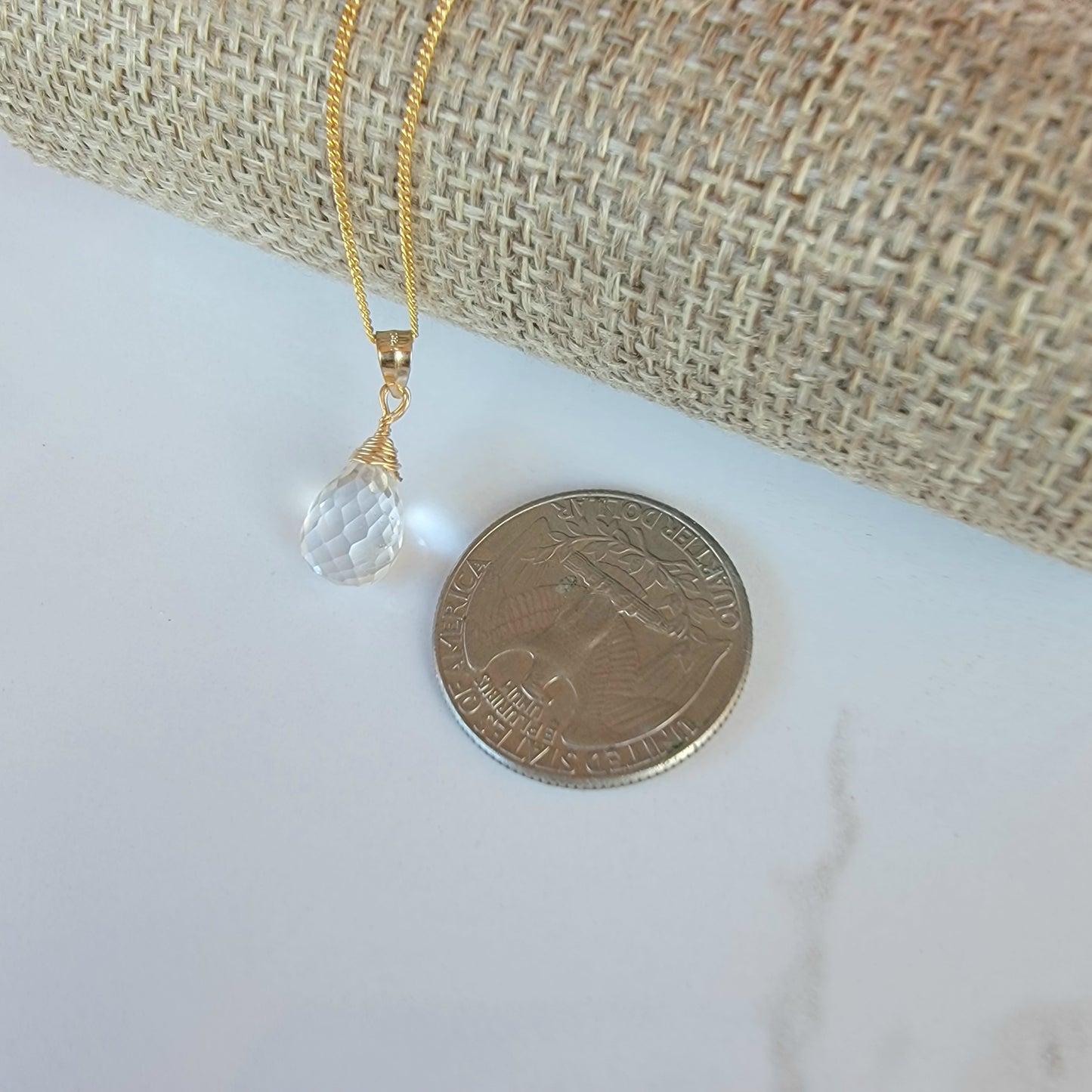 Rock Crystal Quartz Necklace Genuine Clear Quartz April Birthstone Handmade Drop Necklace