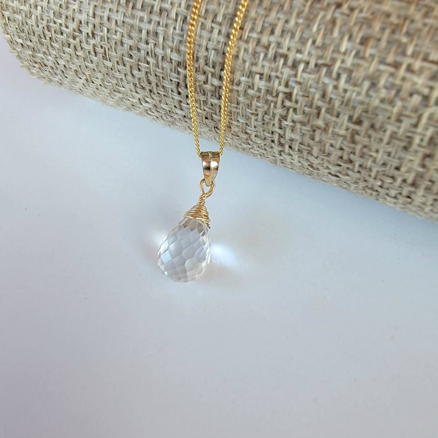 Rock Crystal Quartz Necklace Genuine Clear Quartz April Birthstone Handmade Drop Necklace