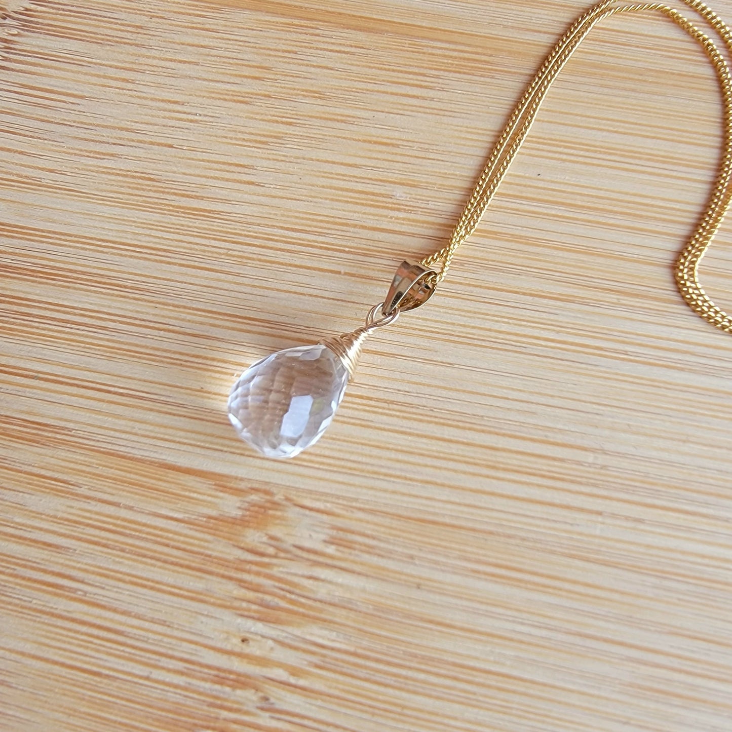 Rock Crystal Quartz Necklace Genuine Clear Quartz April Birthstone Handmade Drop Necklace