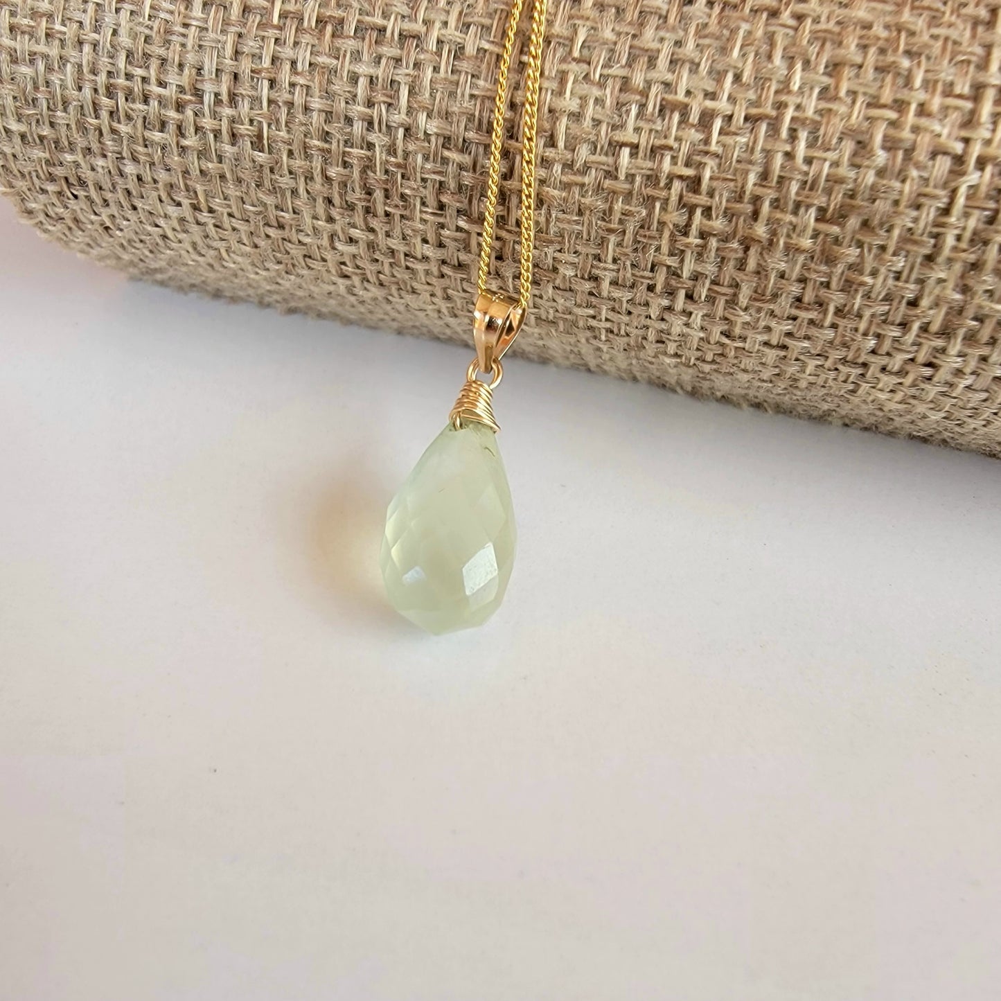 Prehnite Gemstone  Necklace 14K Gold Filled Genuine Briolette Handmade best gift for Her