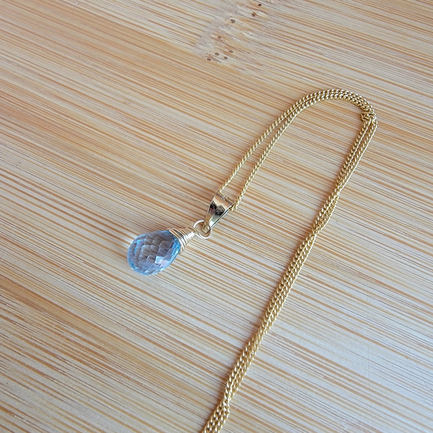 Swiss Blue Topaz Drop Necklace December Birthstone GENUINE Gemstone 14K Gold Filled Dainty Delicate Best Gift for Her