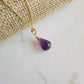 GENUINE Amethyst Necklace February Birthstone Gemstone  14K Gold Filled Handmade Briolette Best Gift for Her