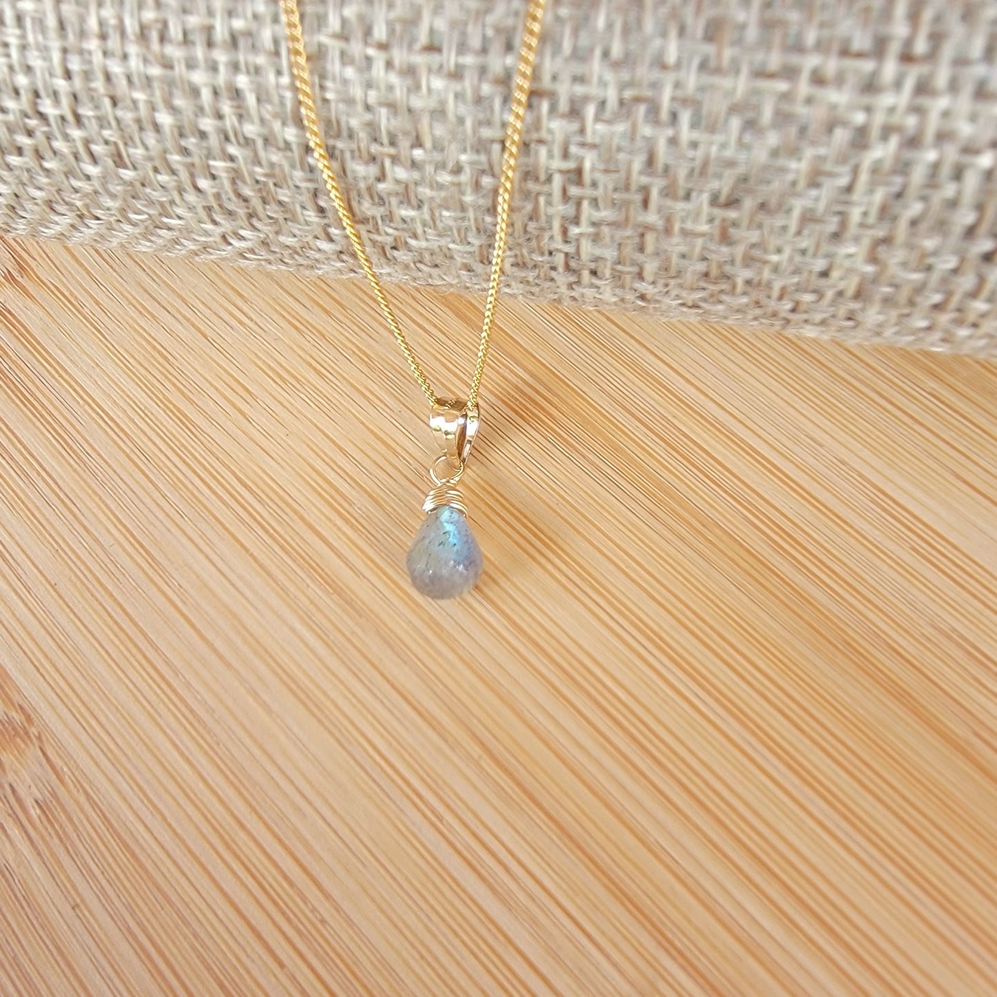 Labradorite  Drop Necklace 14K Gold Filled Genuine Gemstone Handmade Briolette  Best Gift for Her