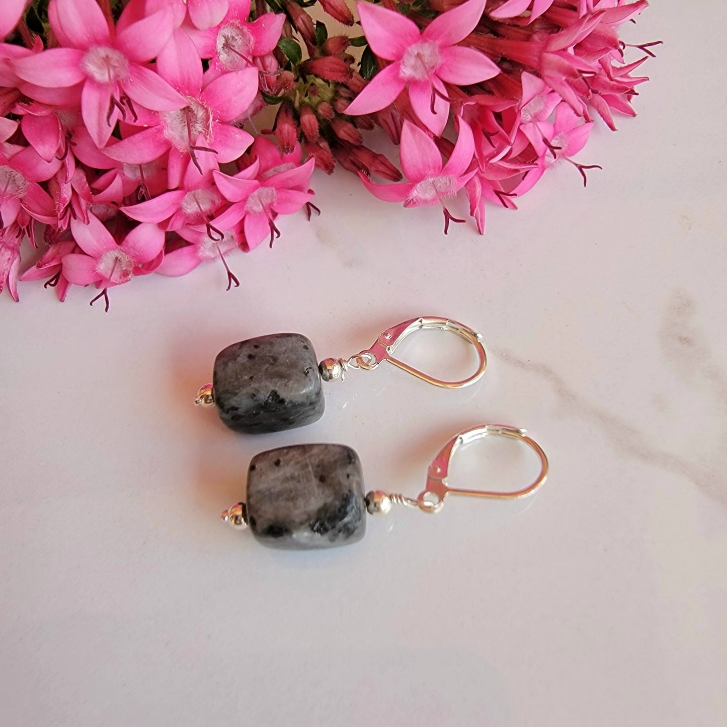 Labradorite Earrings Drop Dangle Sterling Silver Boho Jewelry Handmade