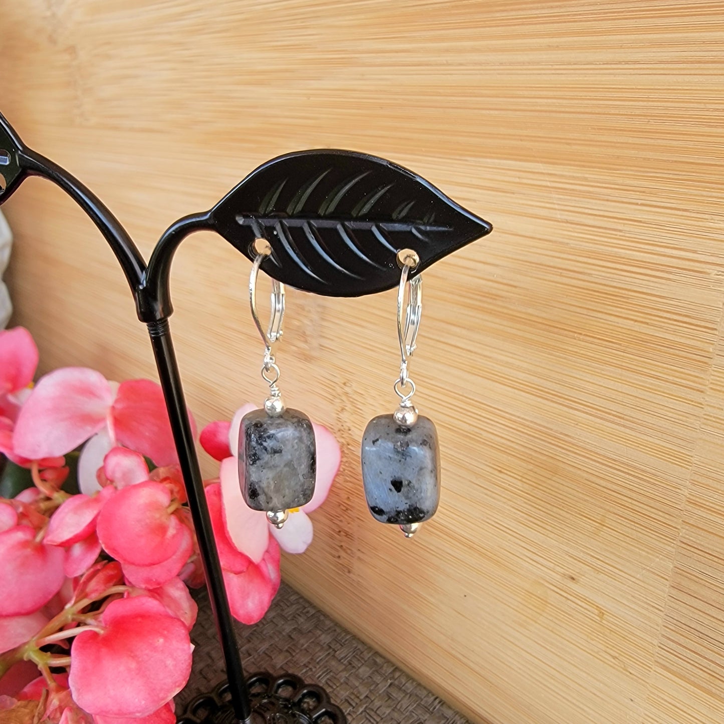 Labradorite Earrings Drop Dangle Sterling Silver Boho Jewelry Handmade