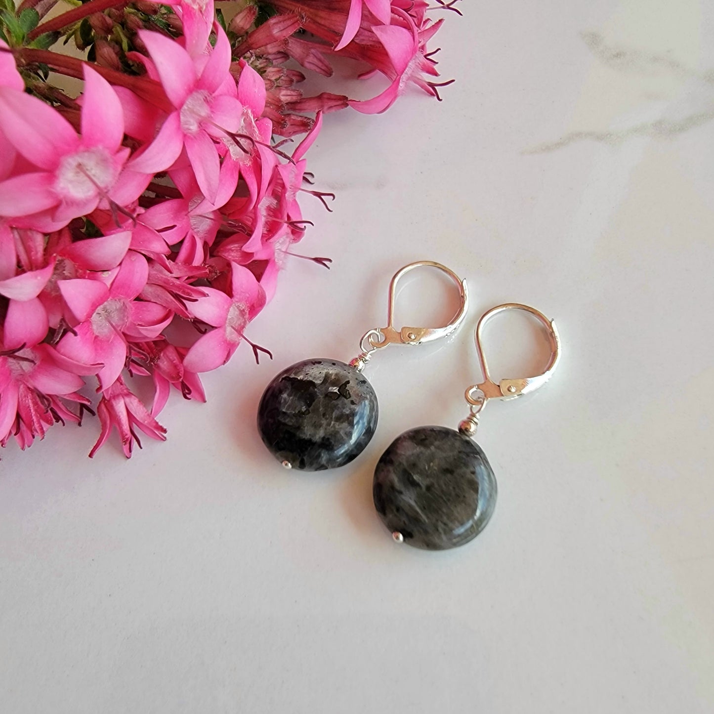 Labradorite Earrings Drop Dangle Gemstone Earrings Sterling Silver Handmade Boho