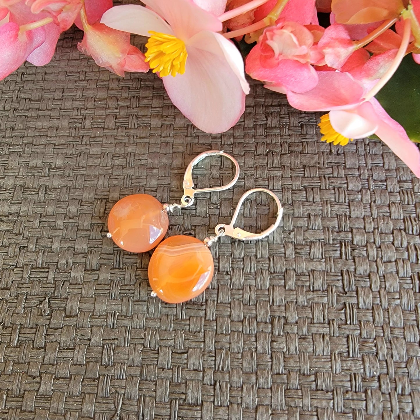 Carnelian Earrings Drop Dangle Boho Gemstone Sterling Silver