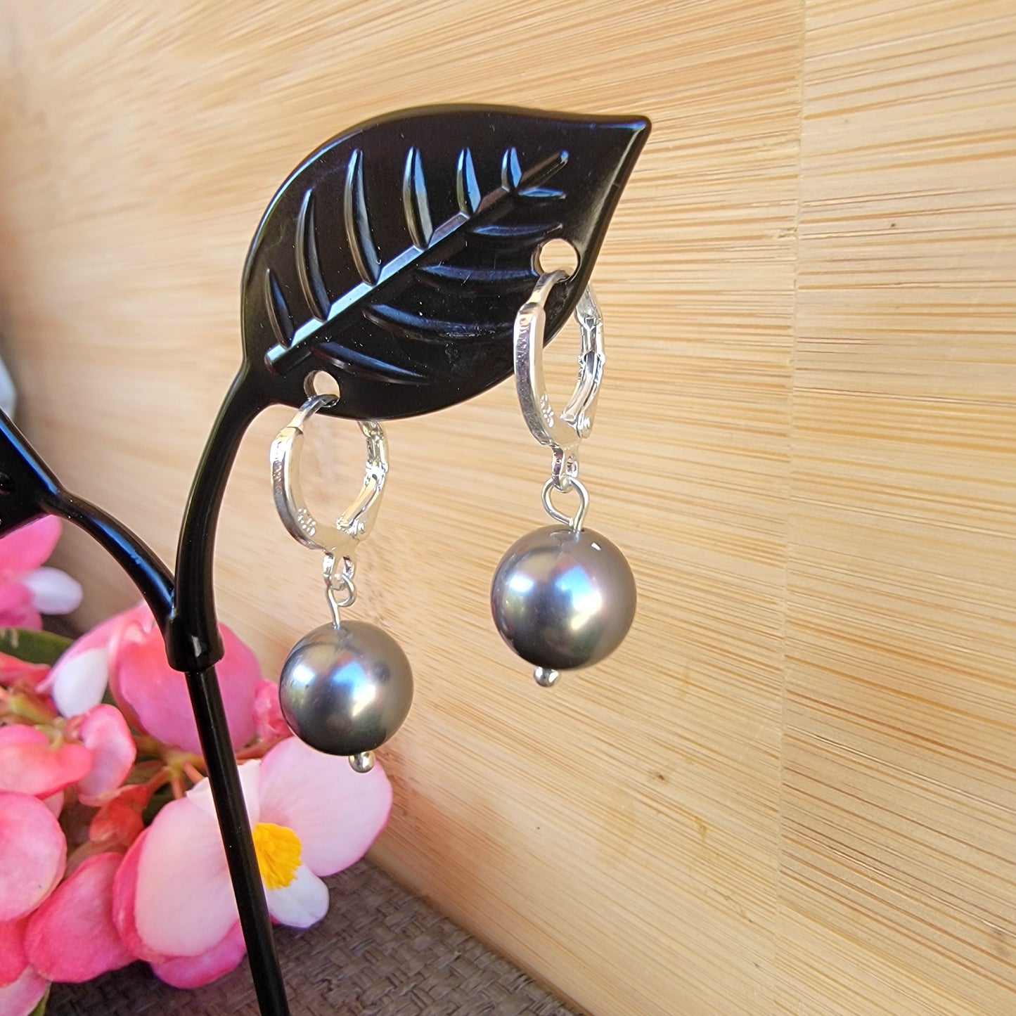 Swarovski Black Pearl Earrings Dangle Drop Sterling Silver