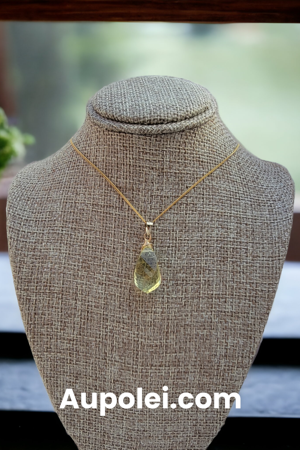 Lemon Quartz  Gemstone Drop Necklace 14K Gold Filled Genuine Handmade Spiral Briolette Crystal Best Gift ofr Her