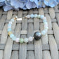 Tahitian Pearl Bracelet with genuine real morganite gemstone crystals, black south sea pearl